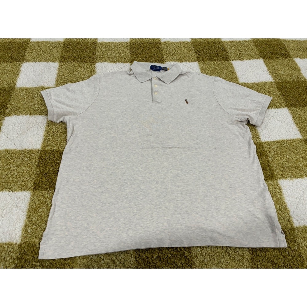 Polo Ralph Lauren Men XL Classic Fit Grey Heather Cotton Polo Shirt Short Sleeve